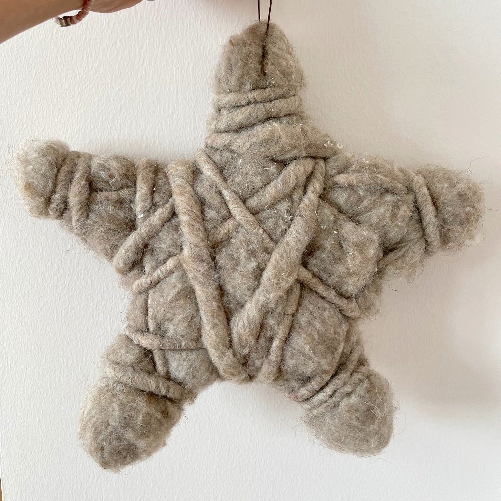 Anthropologie Large Wool Star Ornament Holiday Decor Christmas Tree Trim